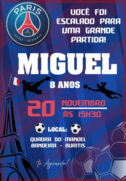 Convite Virtual - Futebol Psg