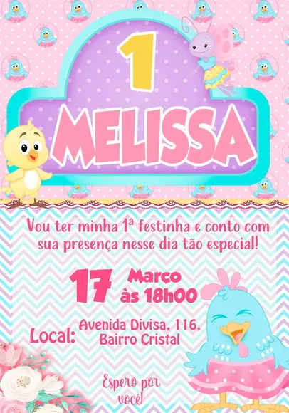 Convite Virtual - Galinha Pintadinha Rosa