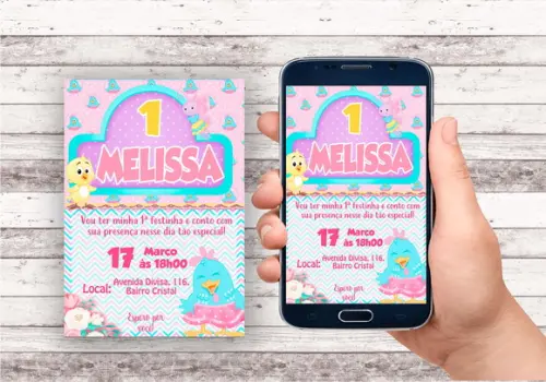 Convite Virtual - Galinha Pintadinha Rosa