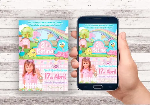 Convite Virtual - Galinha Pintadinha Candy Rosa (com Foto)