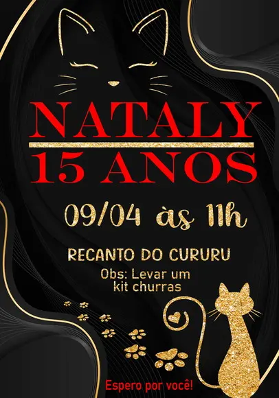 Convite Virtual - Gatos - 15 Anos