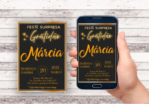 Convite Virtual - Gratidão (dourado)
