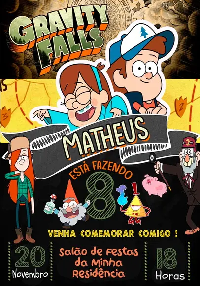 Convite Virtual - Gravity Falls
