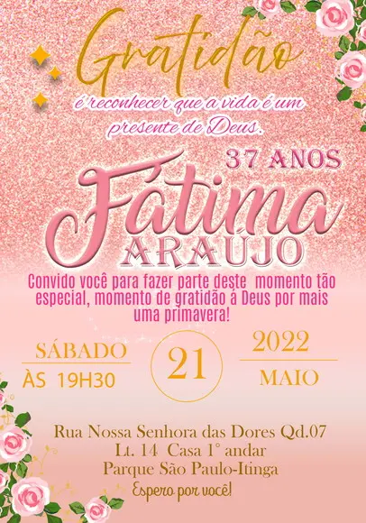 Convite Virtual - Gratidão (rosê)