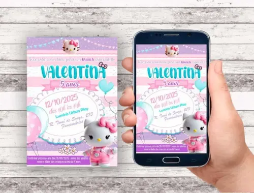 Convite Virtual - Hello Kitty Rosa 02