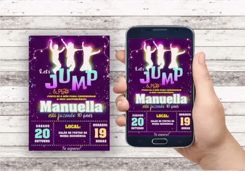 Convite Virtual - Jump & Play Neon