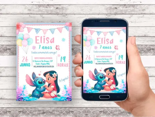 Convite Virtual - Lilo e Stitch