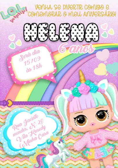 Convite Virtual - Lol Unicornio