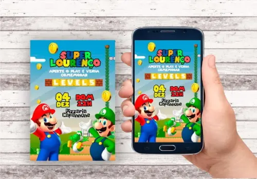 Convite Virtual - Mario Bross