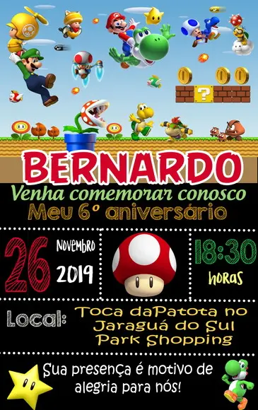 Convite Virtual - Mario Bross