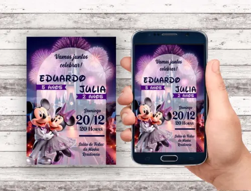 Convite Virtual - Mickey e Minnie 100 Anos