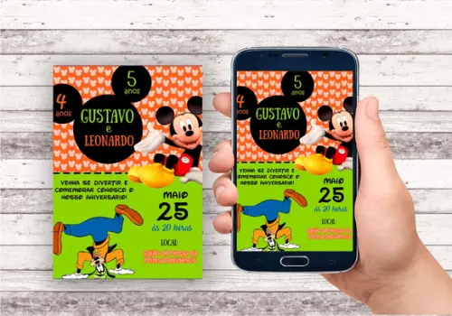 Convite Virtual - Mickey e Pateta
