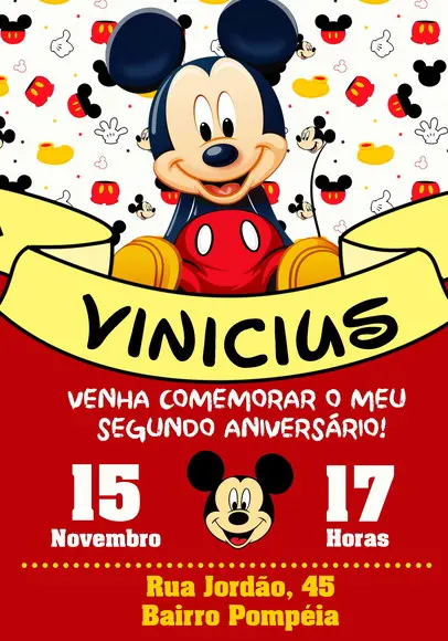 Convite Virtual - Mickey Mouse