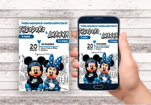 Convite Virtual - Mickey e Minnie Street