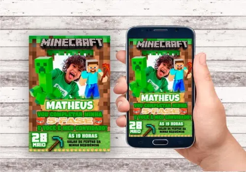 Convite Virtual - Minecraft (com Foto)