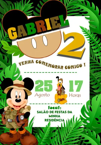 Convite Virtual - Mickey Safari 07