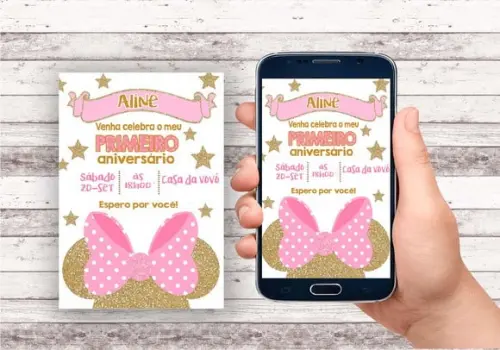 Convite Virtual - Minnie Rosa