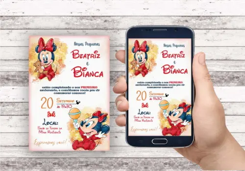 Convite Virtual - Minnie Baby Vermelha