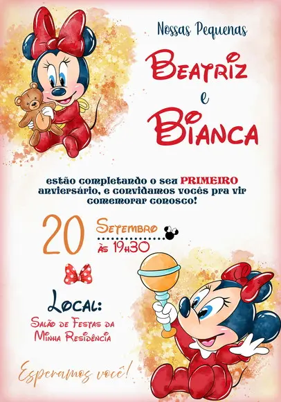 Convite Virtual - Minnie Baby Vermelha