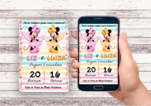 Convite Virtual - Minnie Fada Gemeas