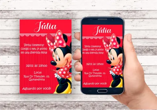 Convite Virtual - Minnie Vermelha