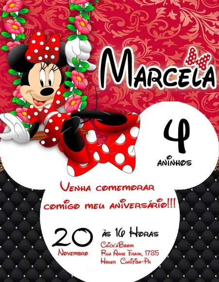 Convite Virtual - Minnie Vermelha