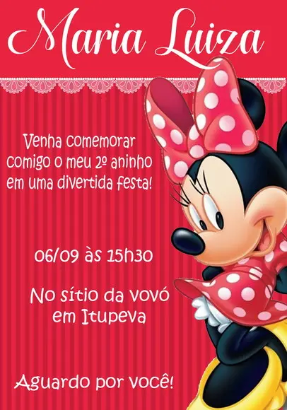 Convite Virtual - Minnie Vermelha
