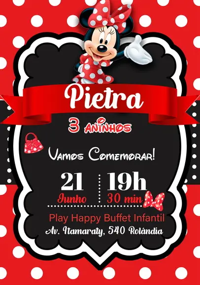 Convite Virtual - Minnie Vermelha 04
