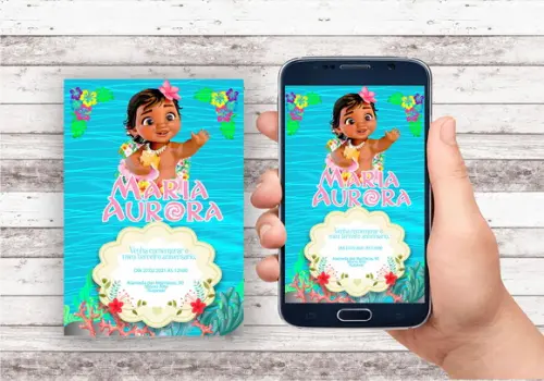 Convite Virtual - Moana Baby