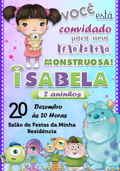Convite Virtual - Monstros Sa Aquarela