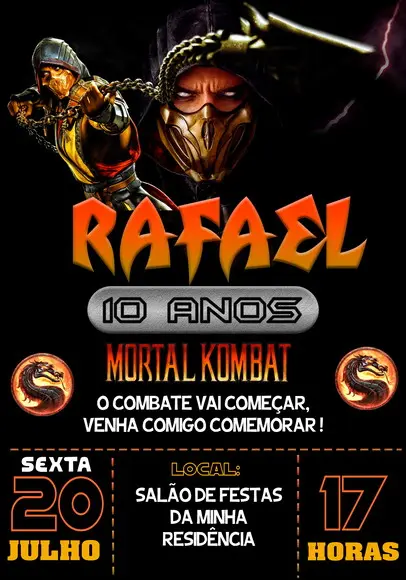 Convite Virtual - Mortal Kombat