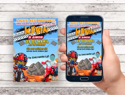 Convite Virtual - Motocross com Foto