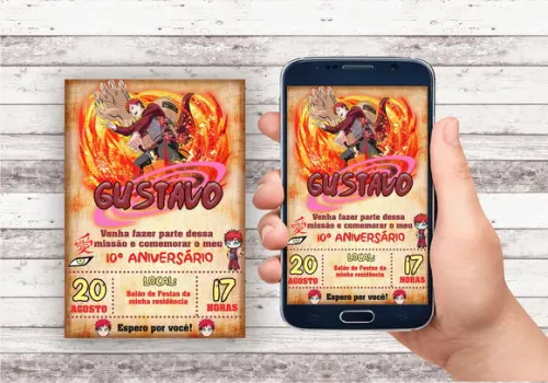Convite Virtual - Naruto - Gaara do Deserto