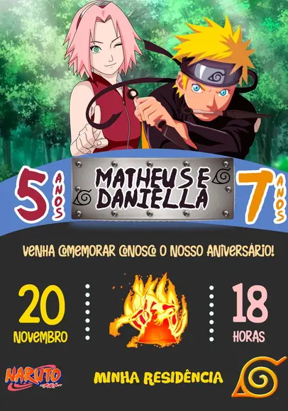 Convite Virtual - Naruto e Sakura