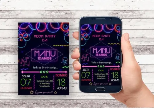 Convite Virtual - Neon Party
