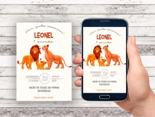 Convite Virtual - o Rei Leão Minimalista