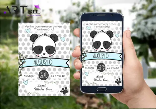 Convite Virtual - Panda Menino