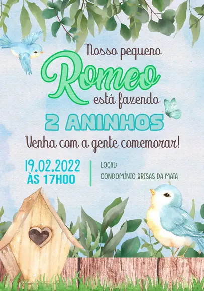 Convite Virtual - Passarinho