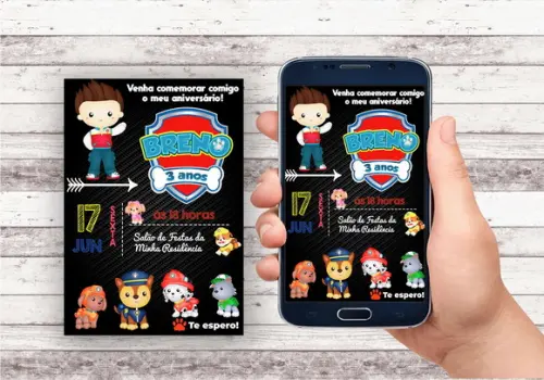Convite Virtual - Patrulha Canina Baby