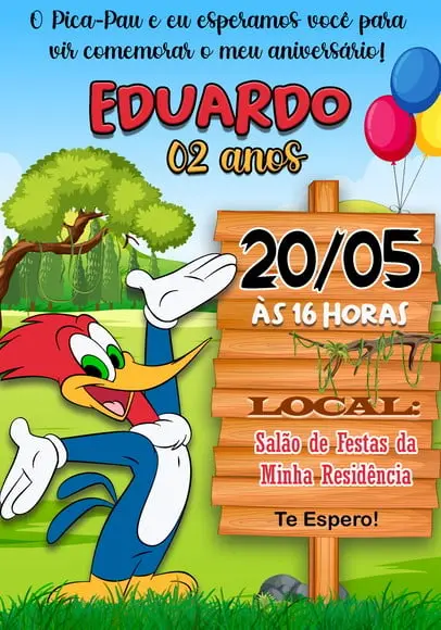 Convite Virtual - Pica Pau