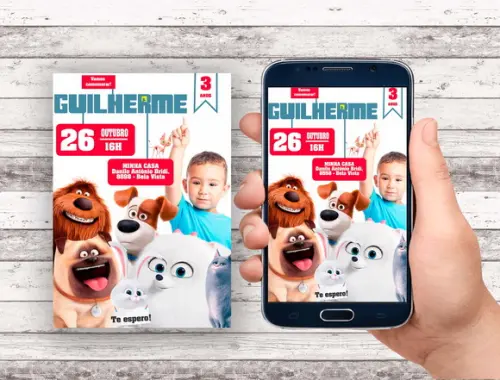 Convite Virtual - Pets Vida Secreta dos Bichos com Foto