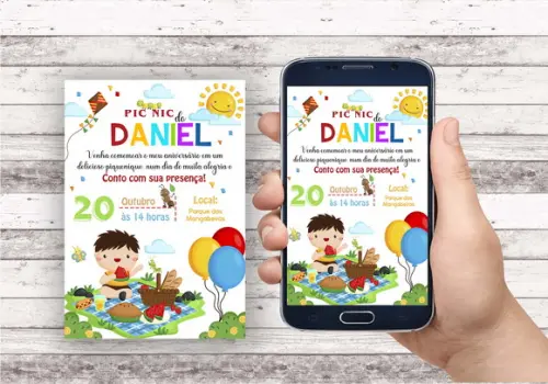 Convite Virtual - Picnic Menino