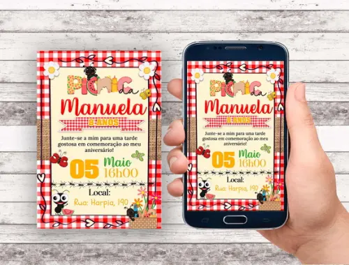 Convite Virtual - Picnic Menina