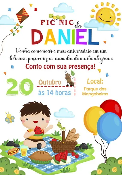 Convite Virtual - Picnic Menino