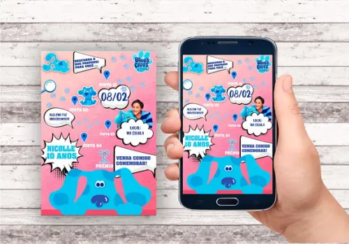 Convite Virtual - Pistas de Blue e Você (menina)