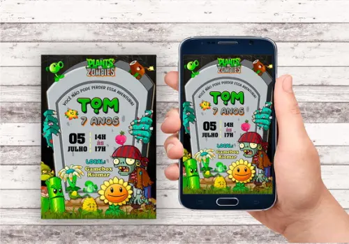 Convite Virtual - Plants Vs Zombies