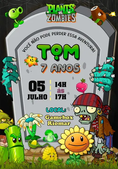 Convite Virtual - Plants Vs Zombies