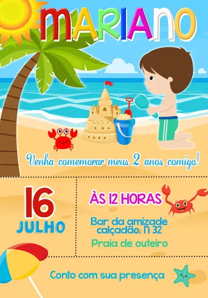 Convite Virtual - Praia Minimalista