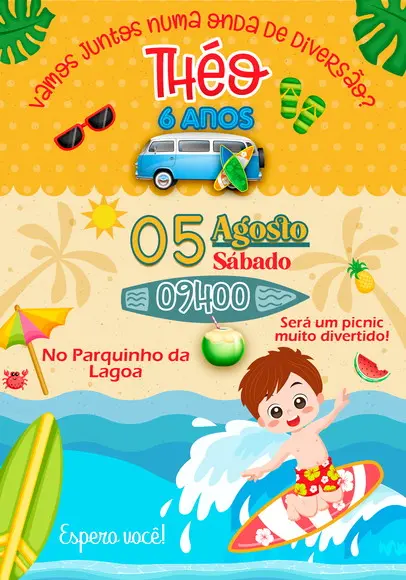 Convite Virtual - Praia/ Surf
