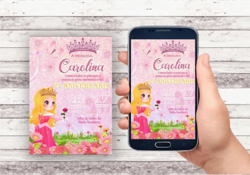 Convite Virtual - Princesa Aurora- Bela Adormecida